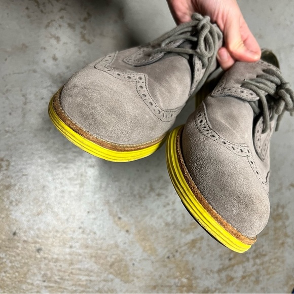 Cole Haan Lunargrand Mens Derby Shoes Gray Wingtip Suede Sneakers Size 10.5 EUC main image 5